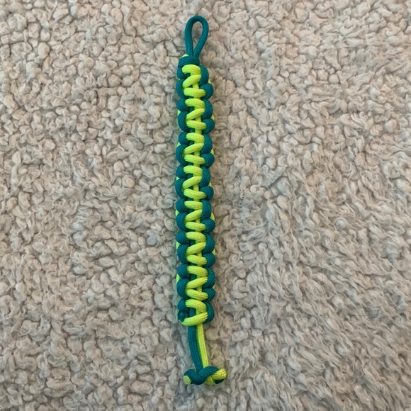 Turquoise and Neon Yellow DNA Helix Paracord Bracelet - Picture 8 of 17